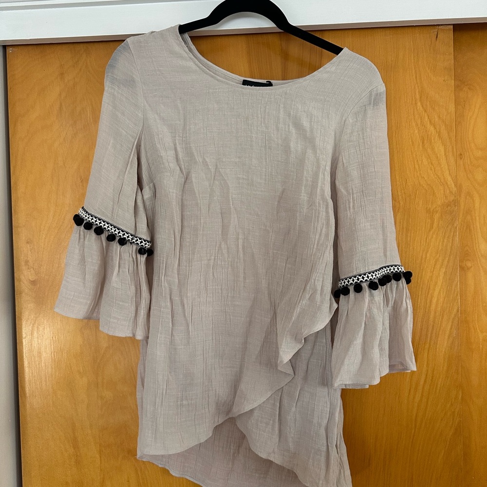 I.N. Studio Light Beige Textured Blouse